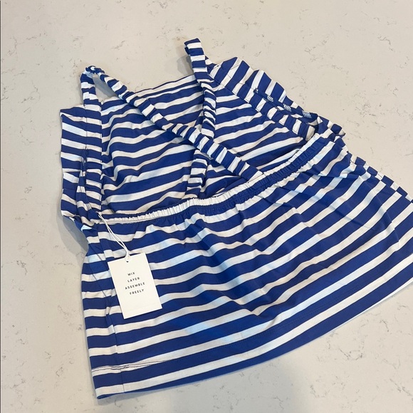 Free Assembly Tops - Striped Blue and White Tank Top
